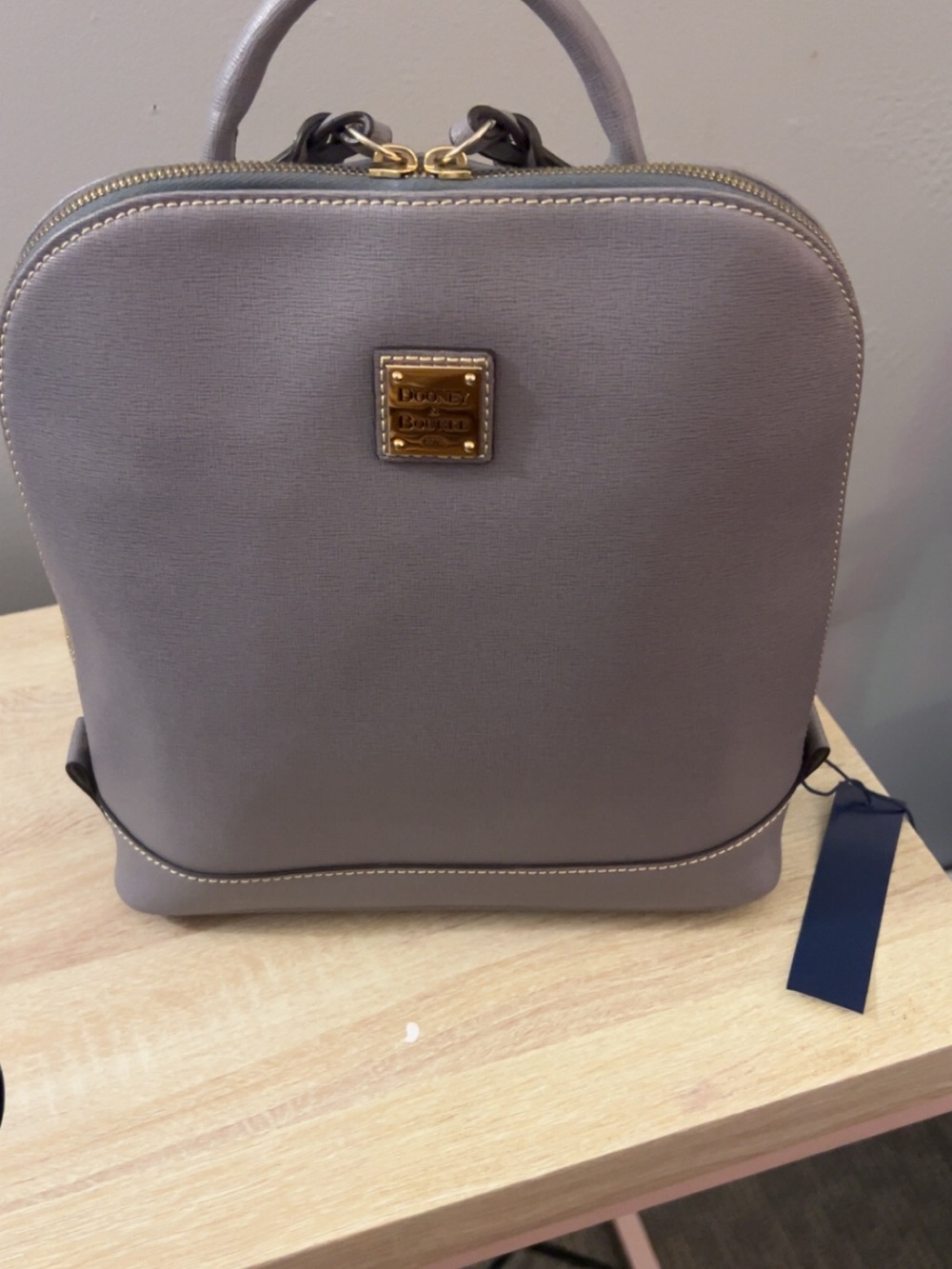 Dooney & Bourke Light Gray Saffiano Leather Backpack